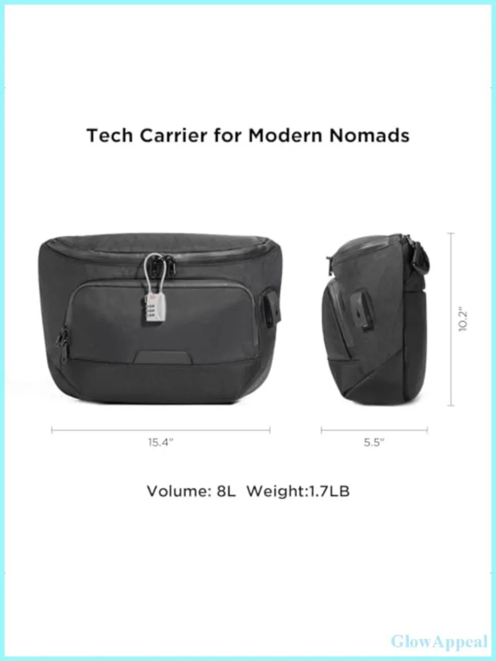 RFID-Blocking 8L Sling Bag Laptop Crossbody Water Resistant